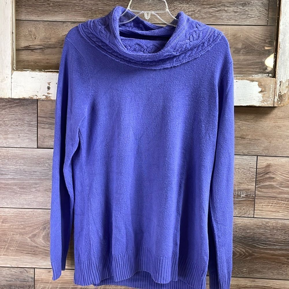 Nouveau Ladies Cowl NeckโLong Sleeve Sweater, Size Large,โPurple